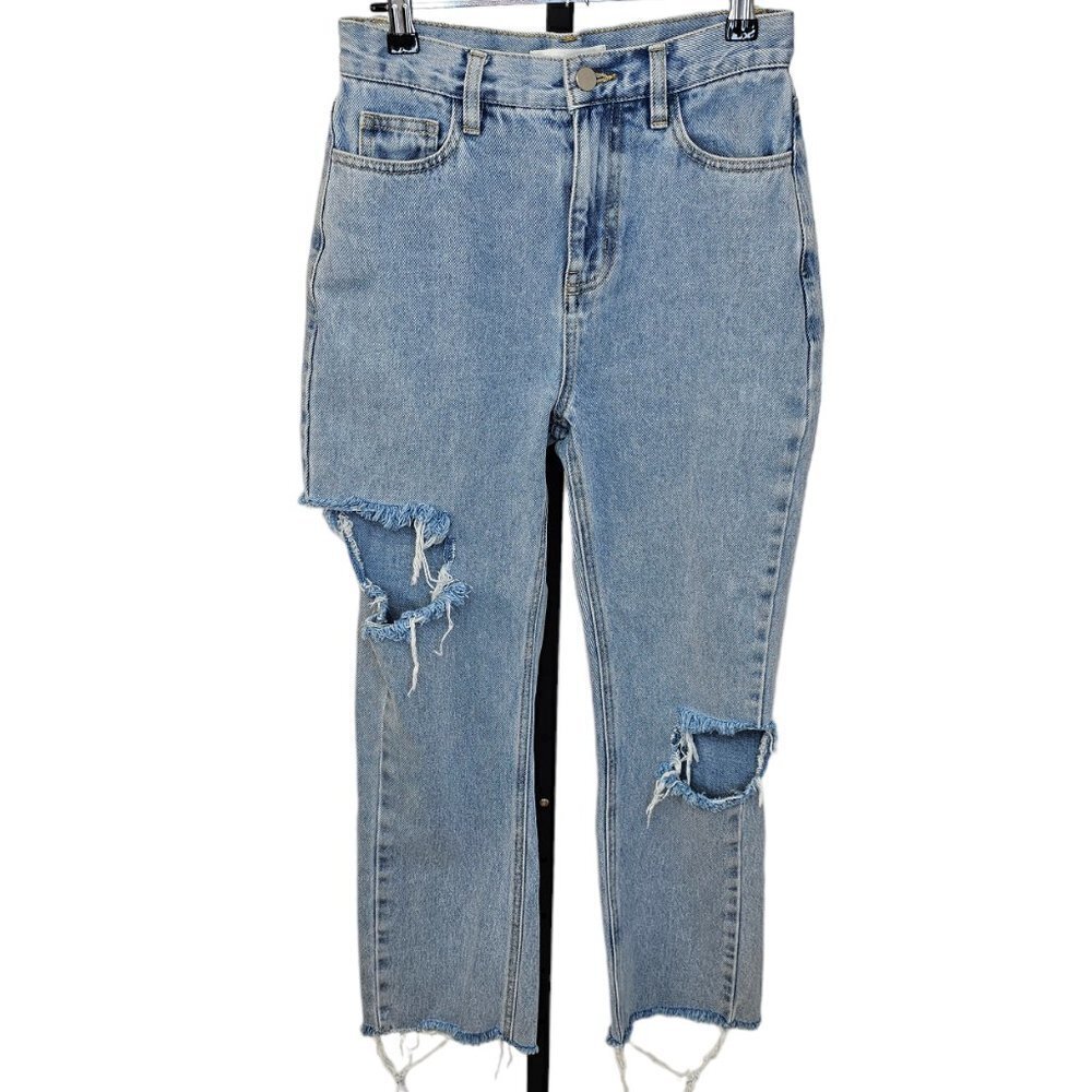 Oak + Fort Womens Distressed High Rise Crop  Jeans Size 25